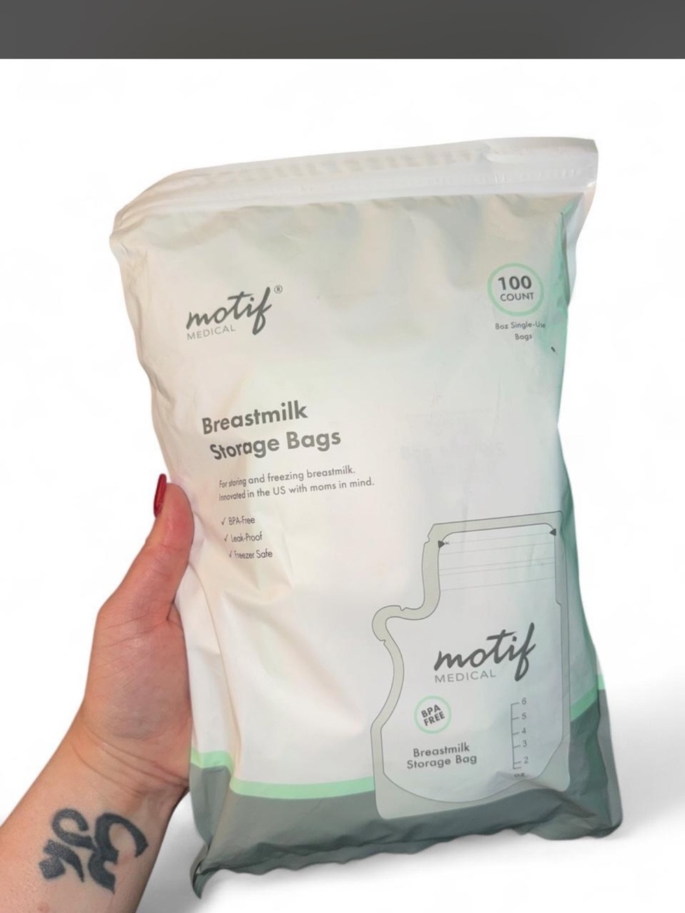 Motif Medical White Breastmilk Storage Bags - 100 Count